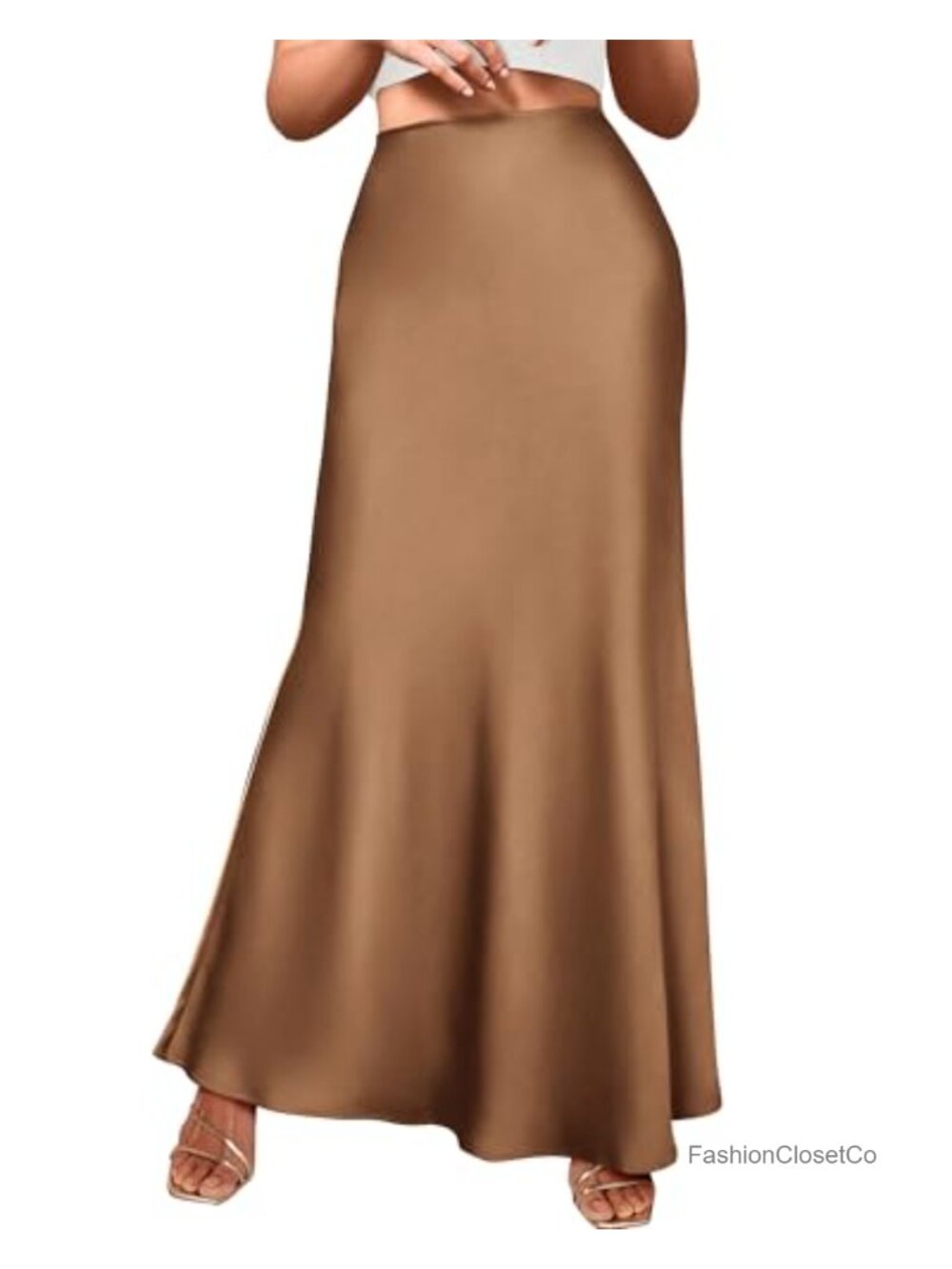 Women's Satin Mermaid Maxi Skirt High Waist A-Line Elegant Business Casual